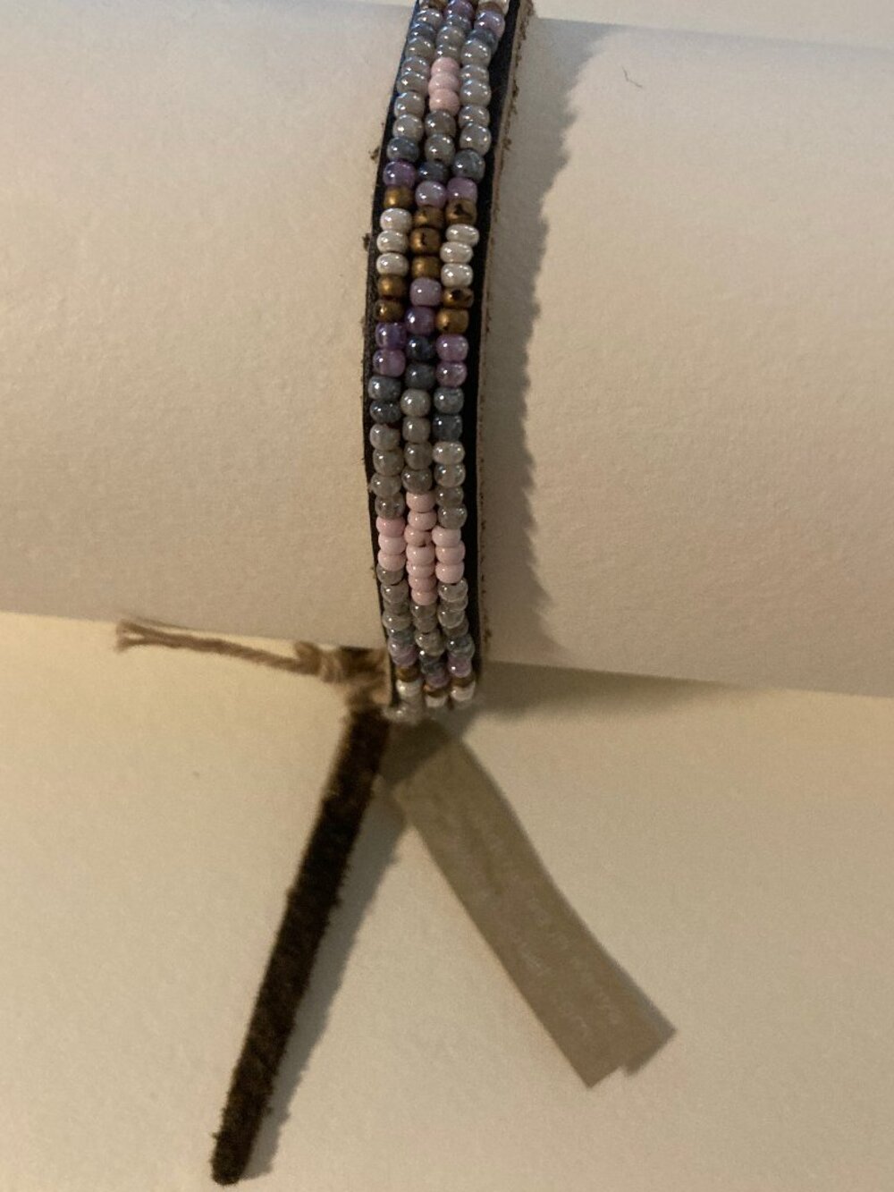 Chan Luu Single Wrap Suede Bracelet Pastel Seed Bead Woven Leather Adjustable - Picture 4 of 5